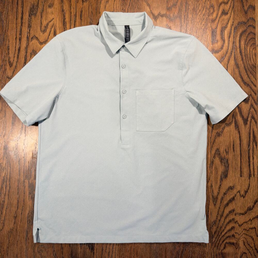 Lululemon WovenAir Popover Shirt Silver Blue Green Men's Large